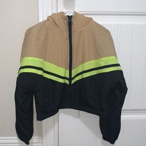 Cropped Sherpa Lined Windbreaker Jacket